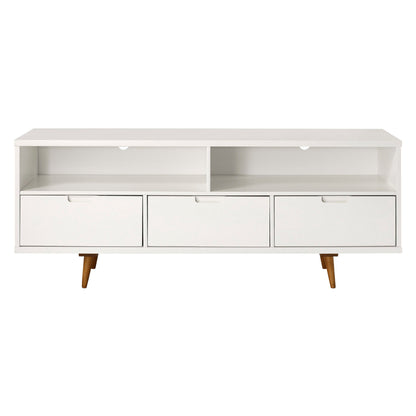 Mid-Century Modern Minimalist 3 Drawer Corner TV Stand For TVs Up To 58