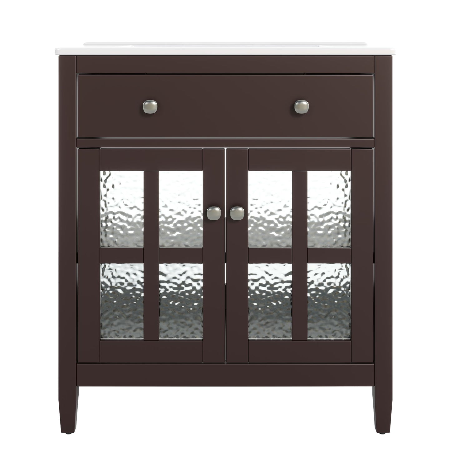 Bathroom Vanity With Ceramic Sink, Adjustable Shelf & Tip Out Tray