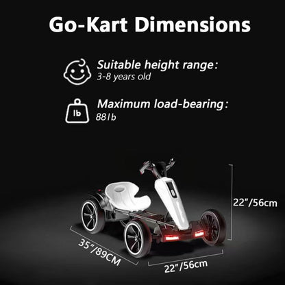 Electric Kids Pedal Go Kart With Adjustable Seat, Foldable Design