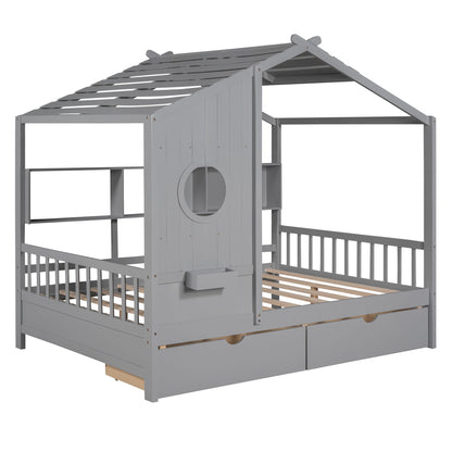 Modern Design House Bed With Storage Shelf