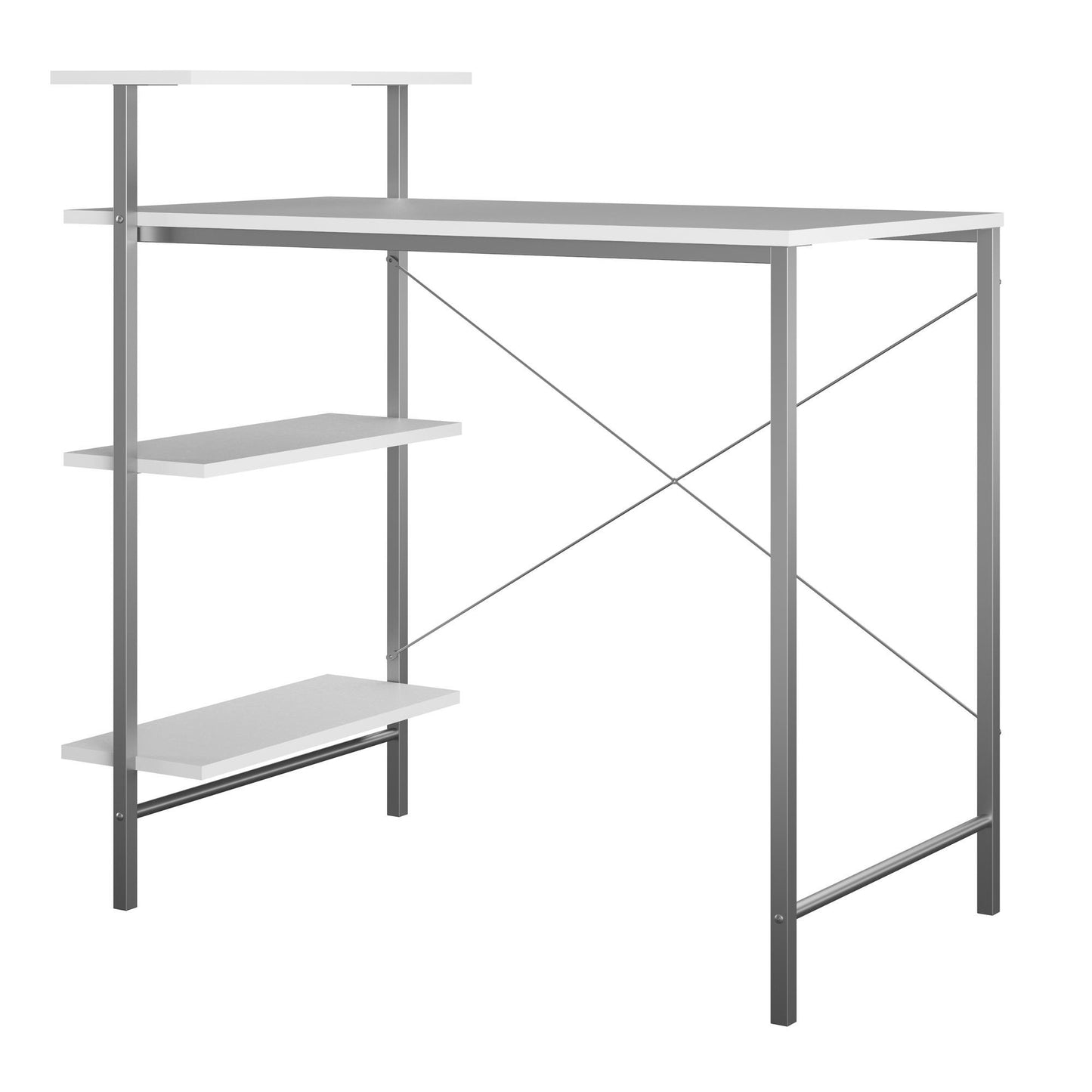 Side Storage Student Desk - White