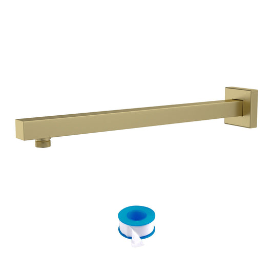 Wall Mounted Shower Arm With Flange, 16" Stainless Steel For Rain Shower Heads - Gold