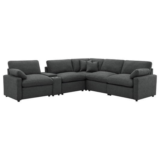 Hollander - 6 Piece Modular Power Reclining Sectional - Dark Gray