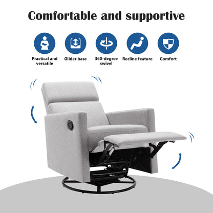 Modern Upholstered Rocker Nursery Chair Plush Seating Glider Swivel Recliner Chair
