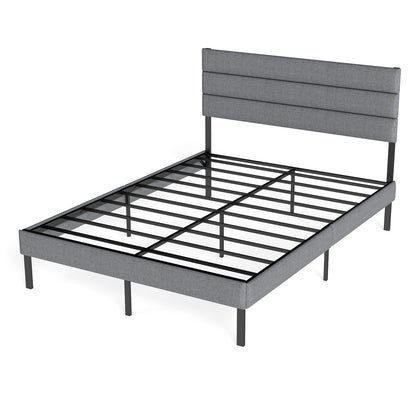 Upholstered Platform Bed Frame With Headboard, No Box Spring Needed, Underbed Storage
