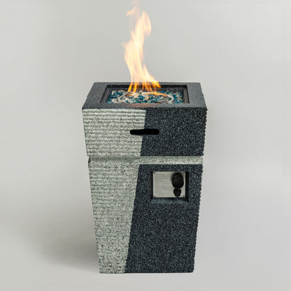 20" Propane Gas Fire Pit Table, 50000 Btu Square Concrete Fire Pit For Outside Patio Deck Garden Backyard - Light Gray Blue
