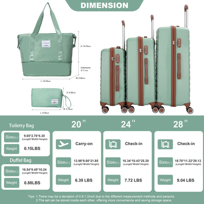 5 Piece Set Hardshell Carry On Luggage Set With Tsa Lock