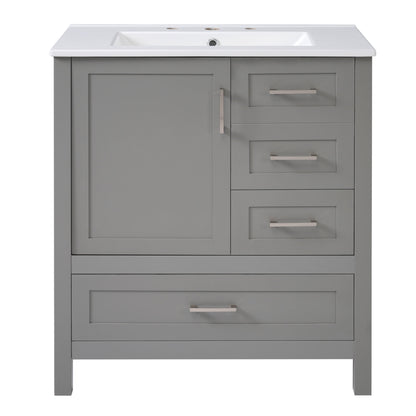 Modern Bathroom Vanity With Ceramic Sink, Solid Frame And Storage Solutions