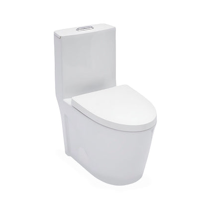 1 Piece Toilet For Bathroom, Dual Flush 1.24 / 1.6 Gpf, Soft Closing Seat - White