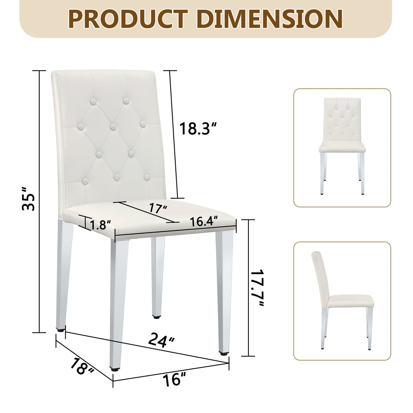 Dining Chairs With Ergonomic Buckle Backrest For Home