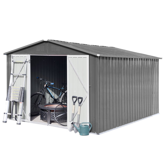 10' x 8' Garden Sheds Outdoor Storage Sheds - Gray