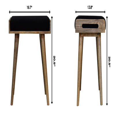 Velvet Tray Style Footstool - Black