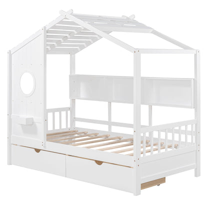 Modern Design House Bed With Storage Shelf