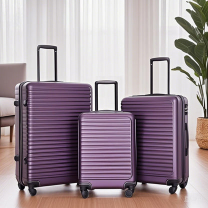 3 Piece Luggage Sets, Lightweight Suitcase With Two Hooks, Spinner Wheels, Tsa Lock