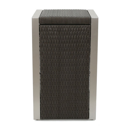 Cape - Coral Wicker C Shaped Table Modern DesignRattan And Aluminum Frame - Brown