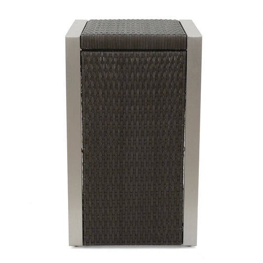 Cape - Coral Wicker C Shaped Table Modern DesignRattan And Aluminum Frame - Brown
