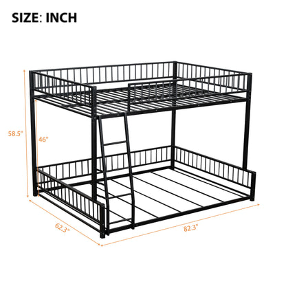 Bunk Bed Frame With Ladder And Safety Guardrails