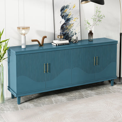 4 Door Cabinet, Large Storage For Living Room - Blue