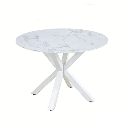 Cross Leg Dining Table With Round Top, For 4 - 6 People - White