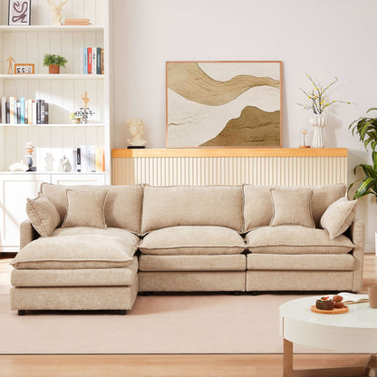 Contemporary Modular Sectional Sofa Set With Movable Ottoman
