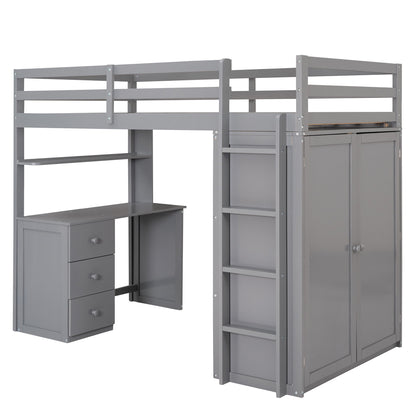 Loft Bed With Drawers, Desk, And Wardrobe