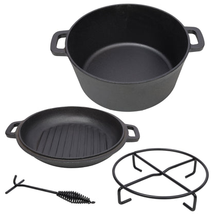 Pre-Seasoned 3 In 1 Cast Dutch Oven With Skillet Lid, 5 Quart - Black