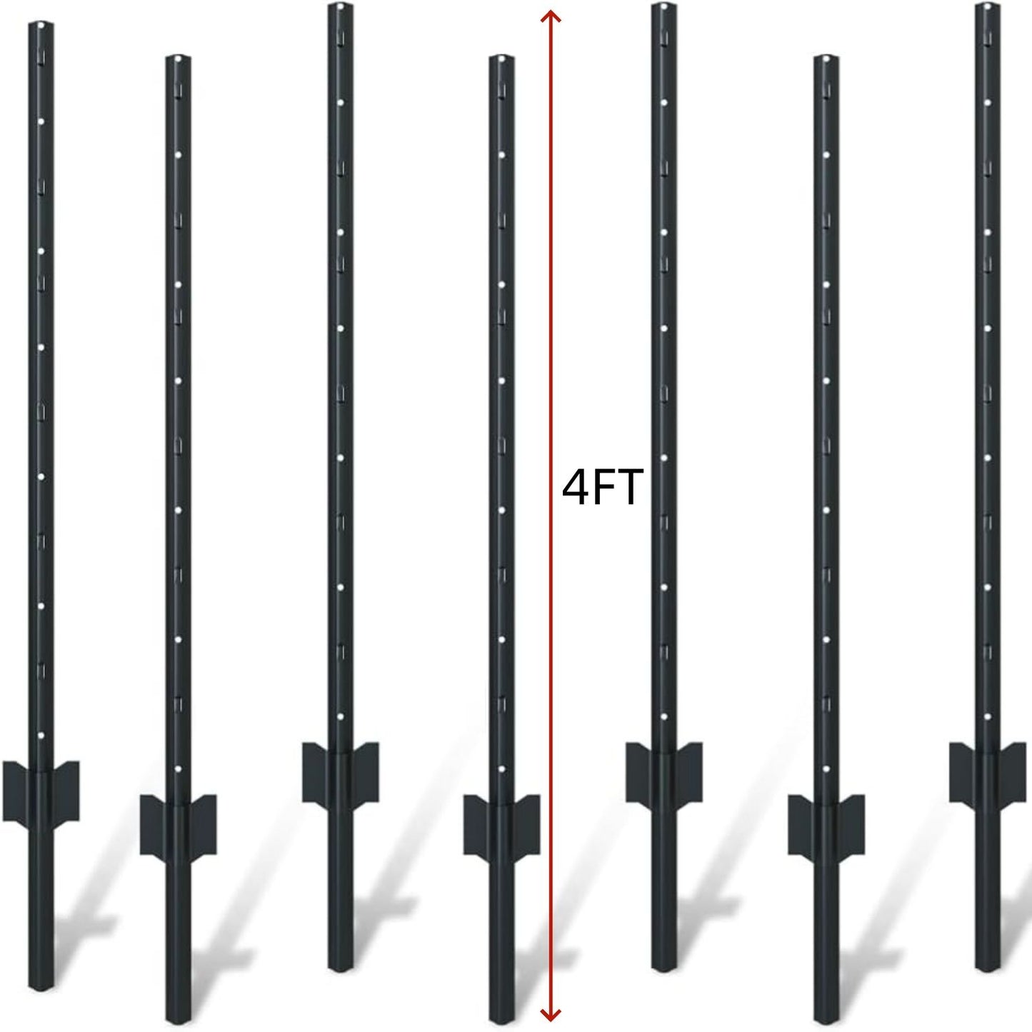 4 Foot U-Shaped Metal Garden Fence Posts Set For Wire Fencing