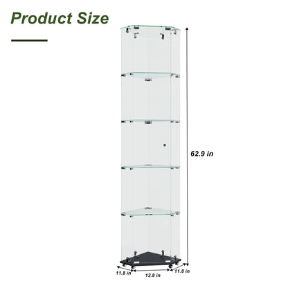 5 Tier Diamond Glass Display Case With 5 Dynamic LED Modes - Black