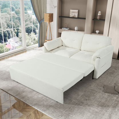Convertible Pull Out Sofa Bed Queen Size, 3 In 1 With Side Storage