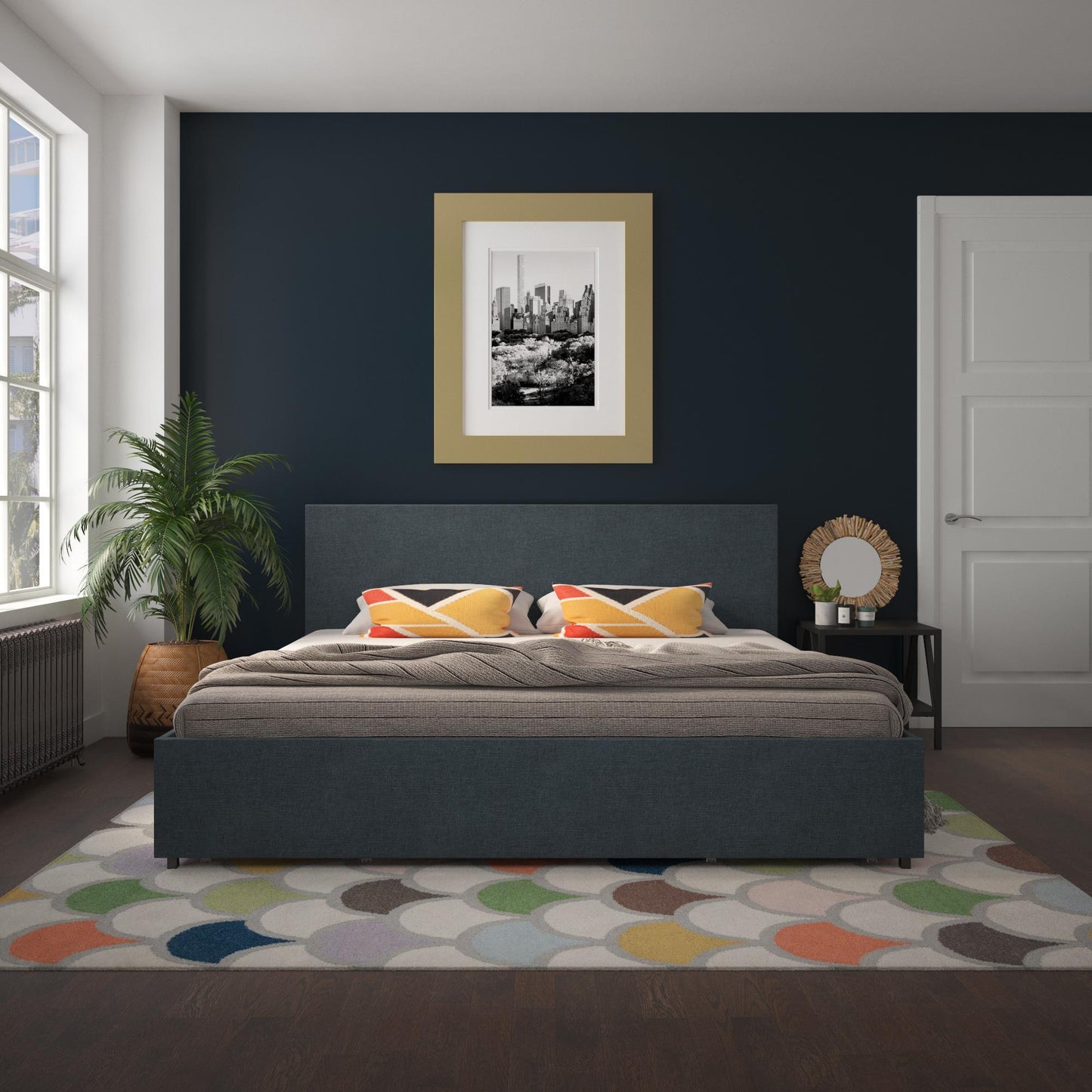 Kelly - King Upholstered Bed With Storage - Navy