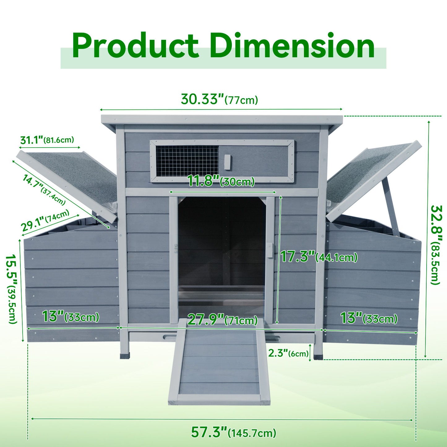 Large Chicken Coop Outdoor Hen House & Dual Nesting Boxes