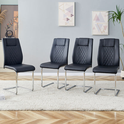 Modern Dining Chairs With Padded Seat, Metal Legs