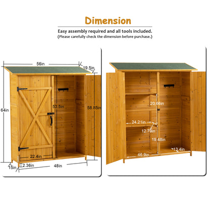 Outdoor Storage Shed With Lockable Door, Tool Storage Shed, Detachable Shelves & Pitch Roof