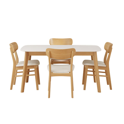 5 Piece Dining Set With Table And Upholstered Chairs