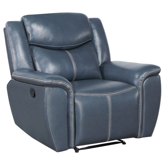 Brier - Upholstered Padded Arm Recliner Chair With Manual Recline And Pillowtop Arms - Blue