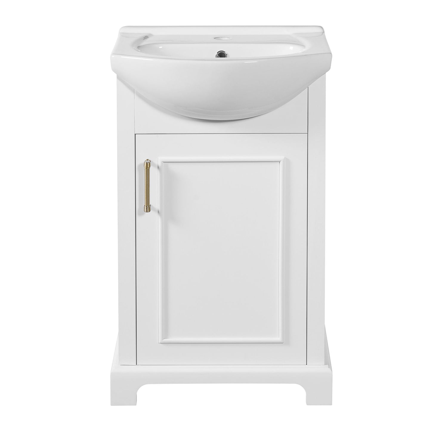 Bathroom Vanity With Bulged Sink, Cabinet, Soft-Close Door, Freestanding Single Unit