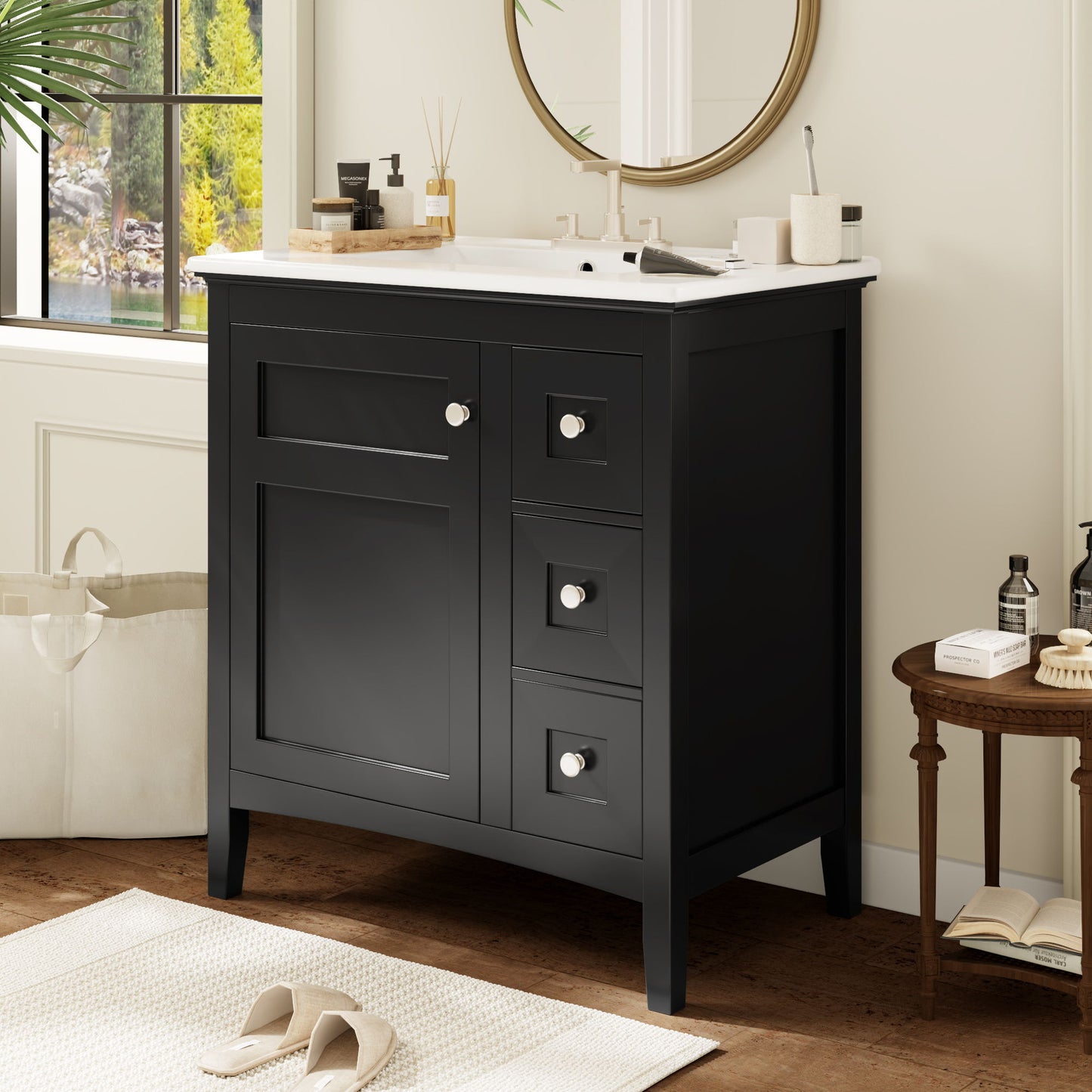 Modern Bathroom Vanity With Sink, 3 Drawer Storage Cabinet