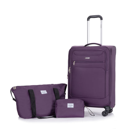 3 Piece Luggage Sets, Softshell Suitcase Spinner Wheels