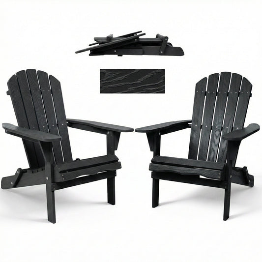 Folding Adirondack Lounge Chair With Embossed Grain Texture