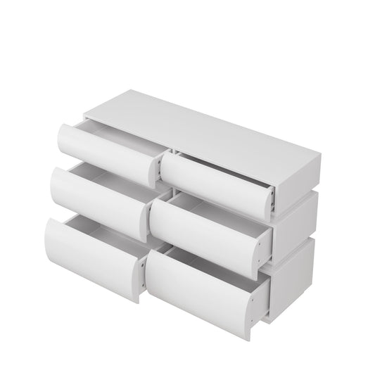 Minimalist Modern 6 Drawer Dresser, Handle Free Design With Wide Storage