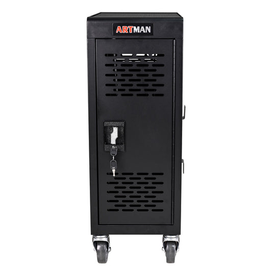 16 Bay Mobile School Charging Cart Station For Chromebook, Tablet And Laptop Computer With Power Strip Included