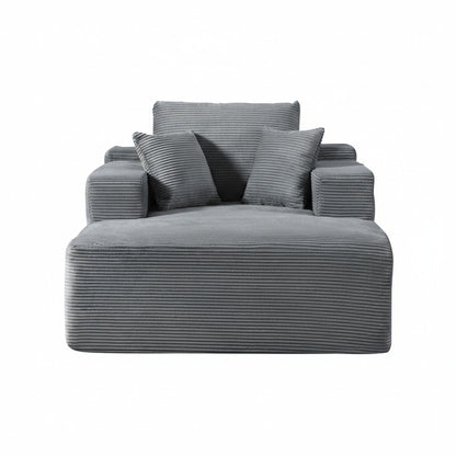 Convertible Chaise Lounge Chair With Wide Armrest & Throw Pillows