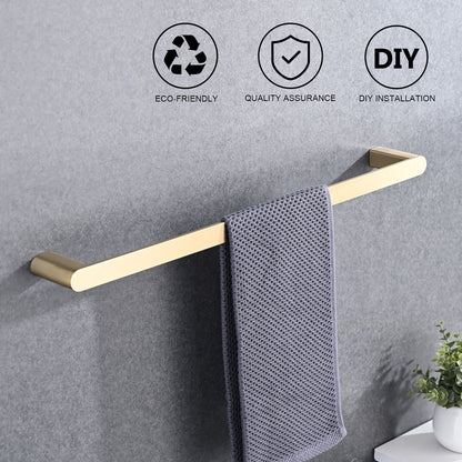4 Pieces Bathroom Hardware Set Single Towel Bar, Towel Holder, Toilet Paper Holder, Stainless Steel - Brushed Gold