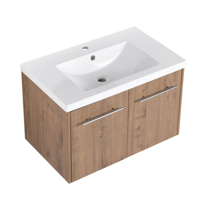 Modern Floating Bathroom Vanity With Resin Sink, Soft Close Doors