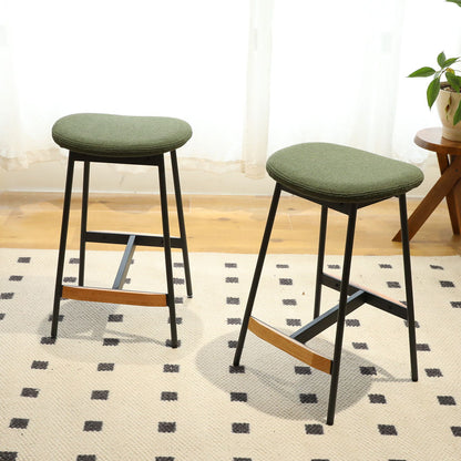 Modern Bar Stools Comfortable & Stylish, Soft Fabric Upholstered, Backless (Set of 2)