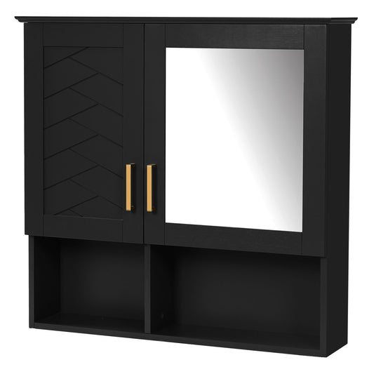 2 In 1 Wall-Mounted Mirror Cabinet With Adjustable Shelves, Soft-Close Doors, High-Definition Mirror & Storage