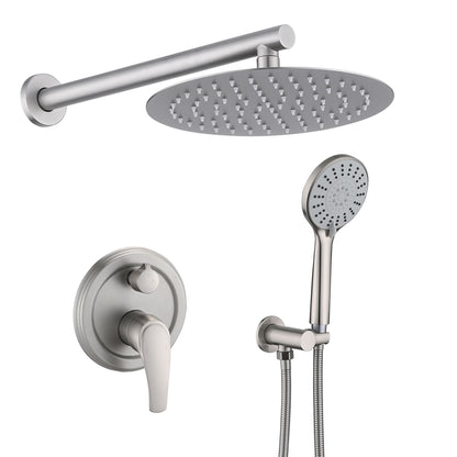 Wall Mounted Shower Set With High Pressure 10" Rain Shower Head And 5 Function Handheld Shower Head - Brushed Nickel