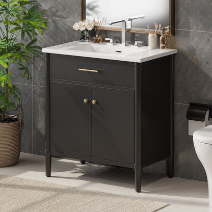 Bathroom Vanity With Sink, Soft Close Doors And Adjustable Shelf