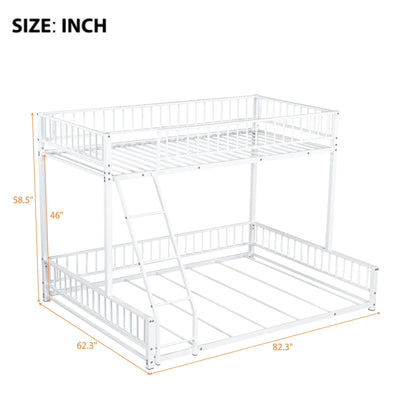Bunk Bed Frame With Ladder And Safety Guardrails