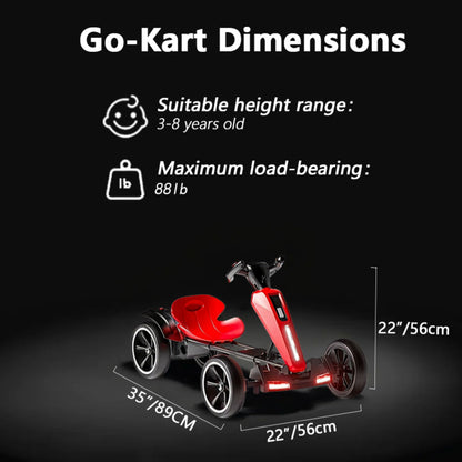 Electric Kids Pedal Go Kart With Adjustable Seat, Foldable Design